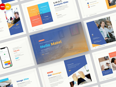 Hello Mate! - Business Presentation business clean colorful communication company corporate creative design google google slide illustration infographic keynote template modern pitch deck studio unique web design web development website