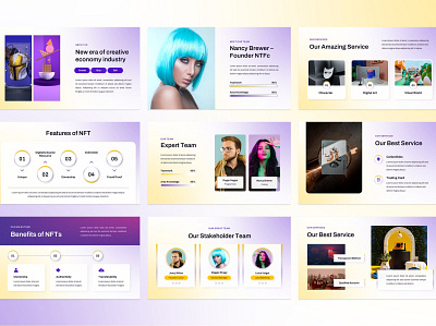 NFTc - NFT Creative Digital Assets Google Slide business clean colorful communication company corporate creative design google google slide illustration infographic keynote template modern pitch deck studio unique web design web development website