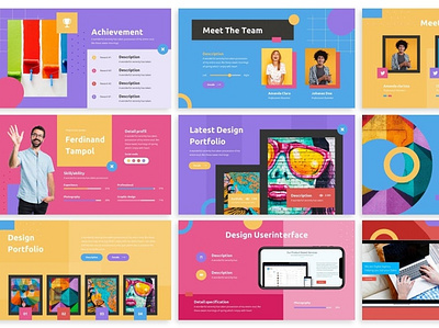 Caluta - Creative Powerpoint Template business clean colorful company corporate dynamic fashion lookbook google slide graphic design keynote memphis modern pastel pitch deck powerpoint studio unique web design web development website