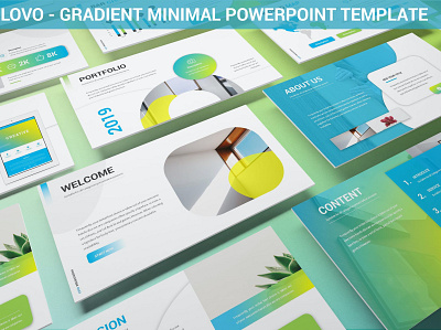 Lovo - Minimal Gradient Powerpoint Template branding clean colorful company design designposter fashion lookbook gradient graphic design illustration keynote minimal pitch deck powerpoint ui unique ux vector web design web development