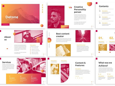 Detone - DuoTone Google Slides Template clean design duotone fashion lookbook google google slides gradient graphic design illustration keynote minimal pitch deck powerpoint report slides startup ui ux vector web design