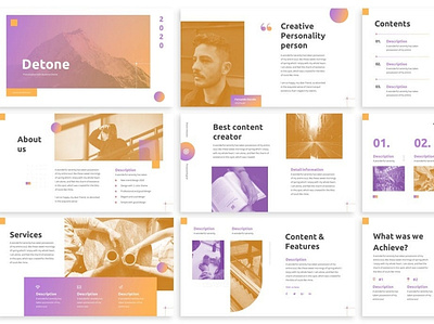 Detone - DuoTone Keynote Template branding clean design designposter duotone duotone keynote google google slides gradient graphic design illustration keynote minimal pitch deck powerpoint startup ui ux vector web design