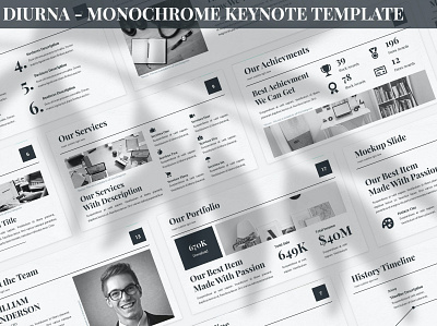 Diurna - Monochrome Keynote Template branding clean design designposter duotone keynote google google slides gradient graphic design illustration keynote keynote template monochrome monochrome keynote pitch deck startup ui ux vector web design