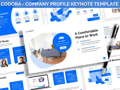 Codora - Company Profile Keynote Template blue branding catalog company company profile design designposter graphic design illustration keynote keynote template minimal motion graphics multipurpose portfolio powerpoint profile keynote project ui vector