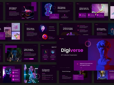 Digiverse - NFT Collection Google Slides assets google bitcoin branding crypto cryptoart cryptocurrency design designposter digital digital assets digiverse glassmorphism graphic design illustration keynote motion graphics nft collection powerpoint ui vector