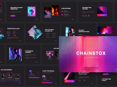 Chainstox - NFT Collection Google Slides assets google branding crypto cryptoart cryptocurrency design designposter digital digital assets digiverse fungible glassmorphism graphic design illustration keynote motion graphics nft nft collection trade ui