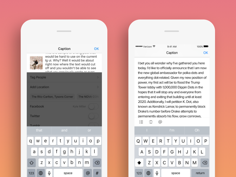 Instagram Caption Fix mobile instagram ux ui