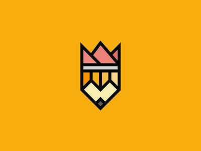 Pencil + Crown Logo brand crown design designs king logo logos mark pen pencil symbol
