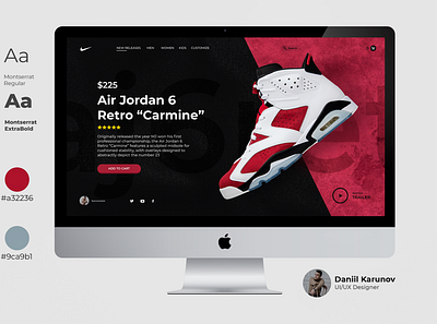 Landing page or Air Jordan 6 Retro "Carmine" air jordan designer graphic landing page ui uiux ux website веб сайт дизайн дизайнер лендинг разработка сайт