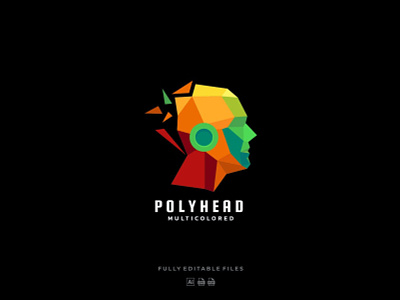 Poly Head Colorful Logo 3d letter abstract branding concept creative design gradient illustration line logo logo effect minimal modern polygon vector