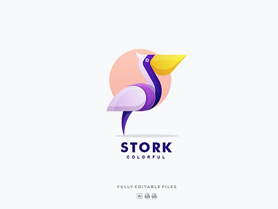 Bird Stork Colorful Logo