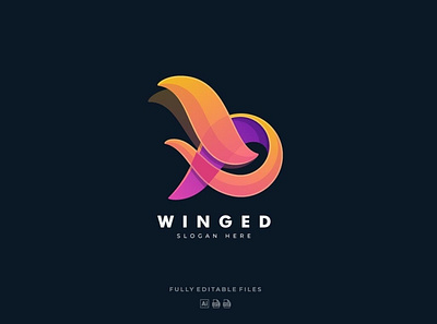 Abstract Letter and Wing Colorful Logo 3d 3d letter abstract animation branding concept creative design effect graphic design illustration logo motion graphics vector