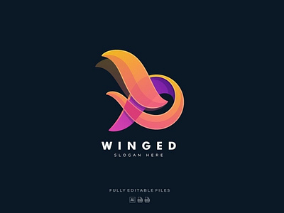 Abstract Letter and Wing Colorful Logo