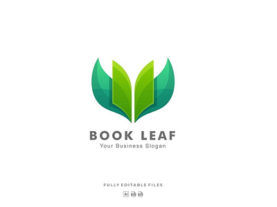 Leaf and Book Colorful Logo