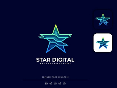 Star Line Art Gradient Logo