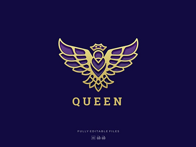 Luxury Queen Bird Line Art Logo 3d 3d letter abstract animation branding concept creative design graphic design illustration logo luxury motion graphics synthwave typography ui vector