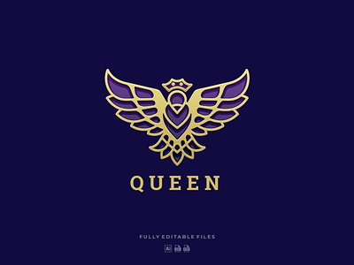 Luxury Queen Bird Line Art Logo