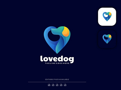 Love and Dog Gradient Logo 3d 3d letter abstract animation branding concept creative design dog graphic design illustration logo love motion graphics synthwave typography ui vector