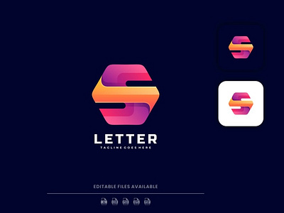 Letter and Hexagon Gradient Logo