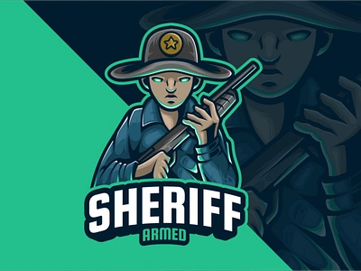 Sheriff Armed Mascot Logo 3d 3d letter abstract animation branding concept creative design download graphic design graphic logo graphic vector illustration logo logo vector mockup motion graphics ui vector