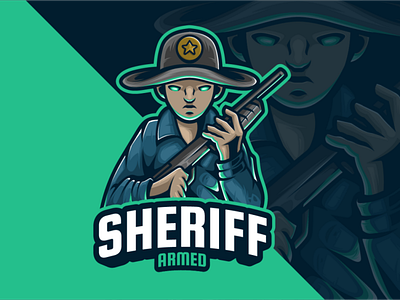 Sheriff Armed Mascot Logo