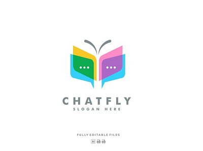 Chat and Butterfly Colorful Logo Template 3d 3d letter abstract animation branding buterfly concept creative design graphic design illustration logo motion graphics ui vector