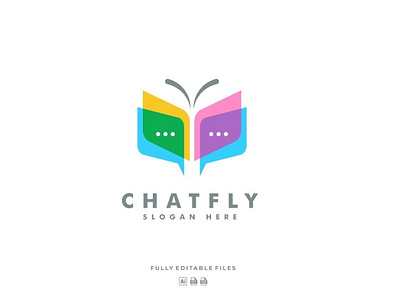 Chat and Butterfly Colorful Logo Template