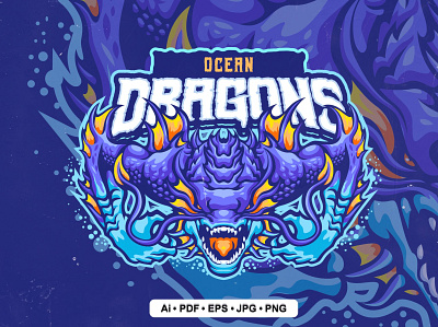 Ocean Dragon Logo 3d 3d letter abstract animation branding concept creative design graphic design illustration logo mockup motion graphics ocean ocean dragon sport mockup template ui vector