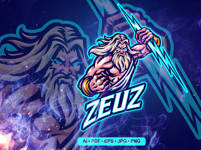Zeus God Mascot Logo 3d 3d letter abstract animation branding concept creative design graphic design illustration logo mockup motion graphics ui vector zeus zeus logo