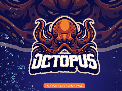 Octopus Esports and Sports mascot Logo 3d 3d letter 3d vector abstract animation branding concept creative design graphic design illustration logo logo vector mockup motion graphics ui vector vector mockup