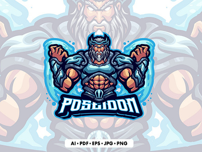 Poseidon Mascot logo Template