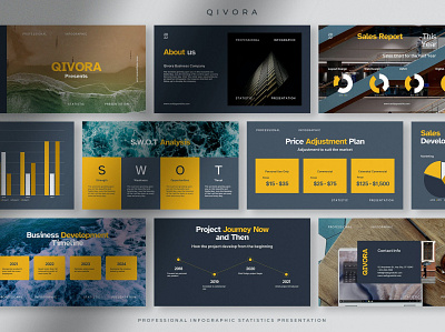 Qivora - Professional Infographic Statistic PPT abstract branding concept creative dashboard data design element finance google slides infographic kit landing powerpoint presentation professional statistic template ux web