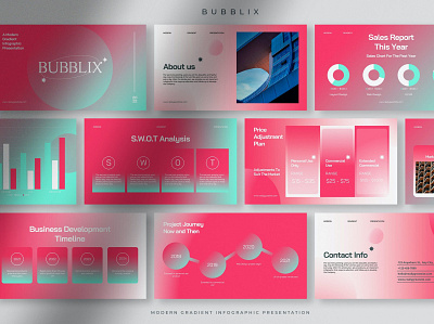 Bubblix - Modern Gradient Infographic Presentation branding chart colorful concept creative crypro dashboard data design element google slides graph infographic interface keynote kit powerpoint presentation statistic template