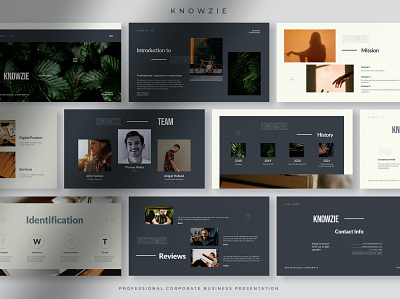 Knowzie branding business corporate creative diagram elegant google slides keynote lookbook minimal modern moodboard multipurpose pitch deck portfolio powerpoint presentation purpose simple template