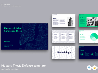 Master Thesis defence template branding concept creative design google slides graphic design landing page master master thesis modern motion graphics pitch deck powerpoint presentation simple slides student template thesis typography