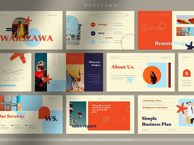 Warszawa - Bright Retro Business abstract annual annual report branding bright business cataloge concept creative design google slides illustration keynote pitch deck powerpoint presentation presentation template retro slides vector