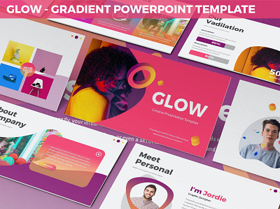 Glow - Gradient Powerpoint Template bold branding concept creative deck design futuristic geometric google slides gradient illustration keynote magenta pitch pitch deck powerpoint presentation template trend young