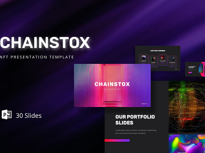 Chainstox - NFT Collection Presentation PowerPoint abstract blockchain branding collection concept creative deck design finance future google slides graphic design illustration pitch pitch deck powerpoint slides technology web development web maintance