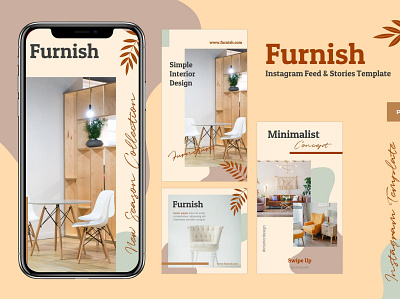 Instagram Feeds & Stories Template abstract branding concept creative design feeds furniture google google slides illustration instagram feeds instagram template lookbook marketing powerpoint promotion social media story ui vector