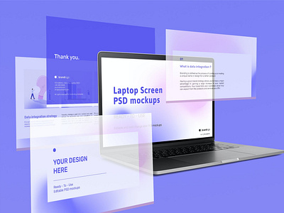 Laptop screen mockup with presentation slides