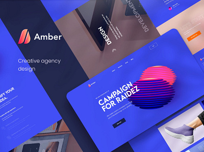 Amber Creative Agency Figma Template abstract app branding concept creative design digital figma graphic design homepage illustration landing page modern psd psd template saas software trendy ui ux