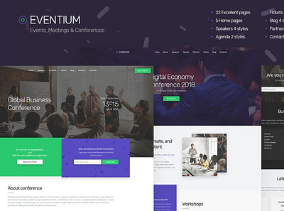 Eventium - Events, Meetings & Conferences branding campus concept conferences creative dishes events exhibition fastfood indesign landingpage meetings multipurpose onlinefood purpose university web web maintance webdevelopment webinar