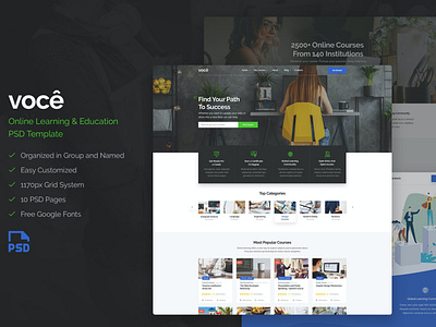 VOCE - Online Learning & Education PSD Template