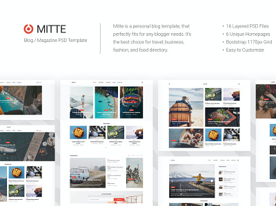 Mitte - Blog / Magazine PSD Template abstract agency app landing blog blog psd blogger branding concept corporate creative design illustration kinetic magazine psd page psd product psd template ui ux vector