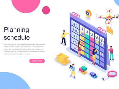 Planning Schedule Isometric Concept abstract branding business character concept creative dashboard design flat graphic design illustration isometric isometric concept online online education planning schedule ui ux vector