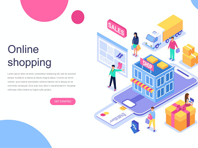 Online Shopping Isometric Concept branding business character concept creative dashboard design flat illustration isometric isometric concept online online education online landing planning schedule ui uikit ux vector