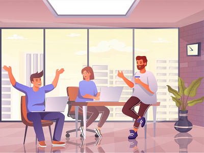 Startup Team Cartoon Vector Illustration