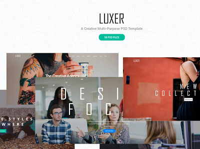 Luxer - Creative Multi-Purpose PSD Template agency branding business company corporate creative design designposter digital googleslide graphic design illustration keynote organization powerpoint pptx presentation project startup studio