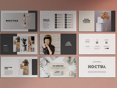 Noctua Keynote Brand Identity Guidelines abstract brand identity branding brochure concept corporate creative design google slides graphic design illustration keynote multipurpose multipurpose template pitch deck powerpoint ui web design web development website