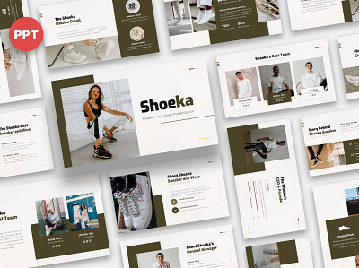 Shoeka - Sneaker & Wear Powerpoint brand identity branding brochure corporate creative design google slides illustration keynote multipurpose multipurpose template pitch deck powerpoint presentation presentation template shoes sneakers web design web development website